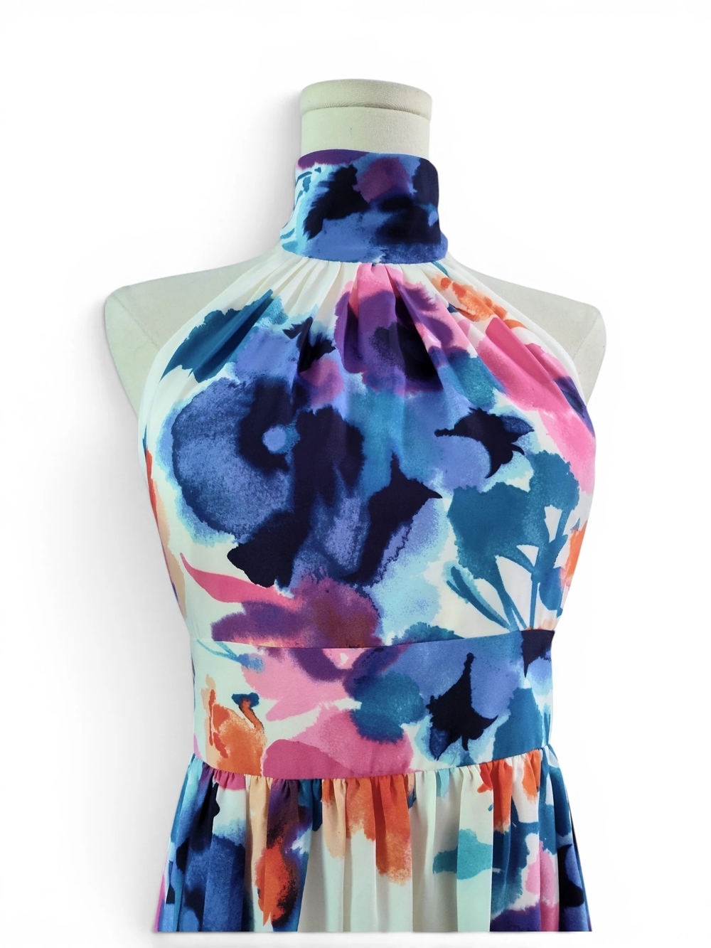 Eliza J Watercolor Floral Print Halter Maxi Dress Womens Size 6 - Picture 8 of 13